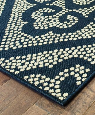 Marina 3804B Navy/Ivory 6'7" x 9'6" Indoor/Outdoor Area Rug