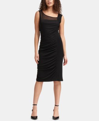 DKNY - Draped Mesh-Inset Dress