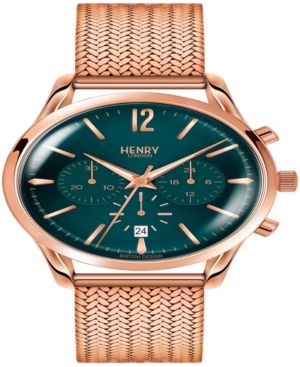 Henry London STRATFORD LADIES 39MM ROSE GOLD STAINLESS STEEL MESH BRACELET WATCH WITH ROSE GOLD STAINLESS STEEL C