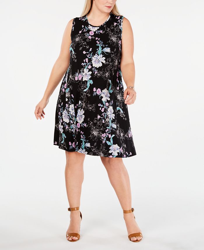 Style & Co Plus Size Floral-Print Swing Dress, Created for Macy's - Macy's