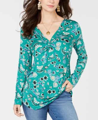 VINTAGE FLORAL PRINT TWIST FRONT TOP