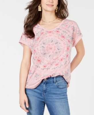 Style & Co Embellished Graphic-Print Top, Created For Macy's - Macy's