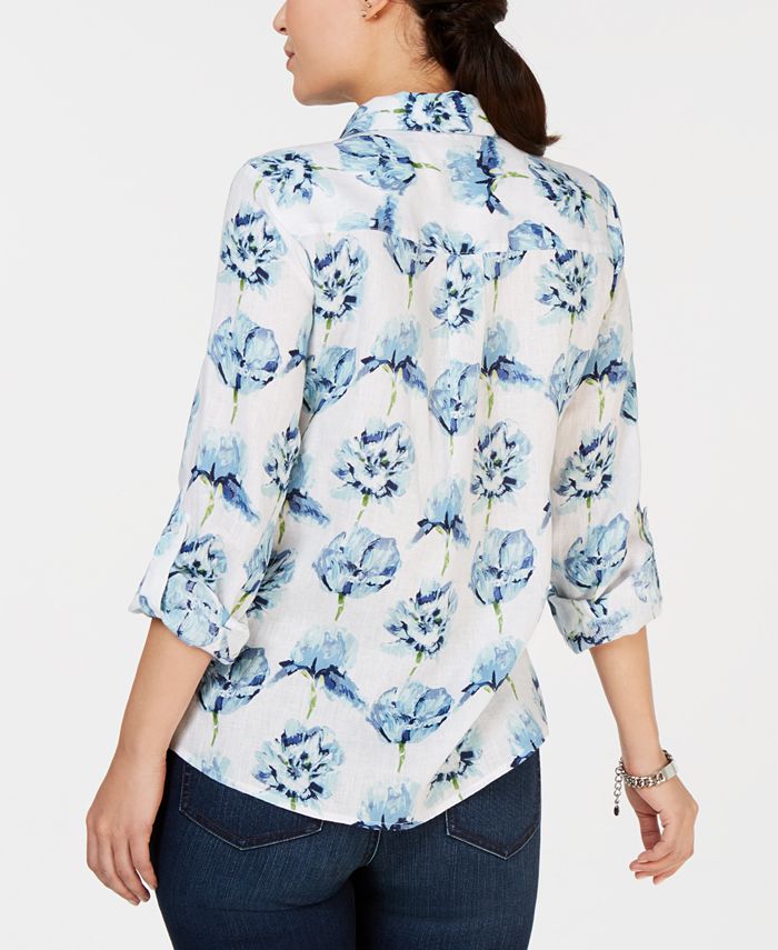 Charter Club Petite Printed Button-Up Shirt, Created for Macy's - Macy's