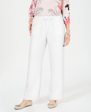 Shop Charter Club Petite 100% Linen Drawstring Pants, Created For Macy's In Bright White
