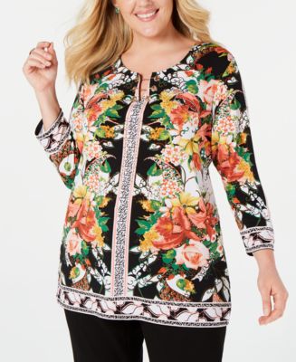 JM Collection Plus Size Embellished Tunic, Created for Macy's - Macy's