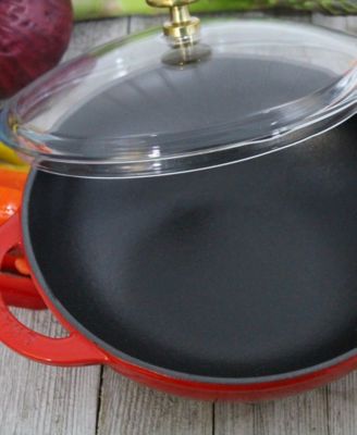 French Enameled Cast Iron 7" Wok with Glass Lid
