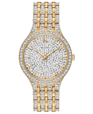 image of Bulova Women-s Phantom Gold-Tone Crystal-Accent Stainless Steel Bracelet Watch 32mm