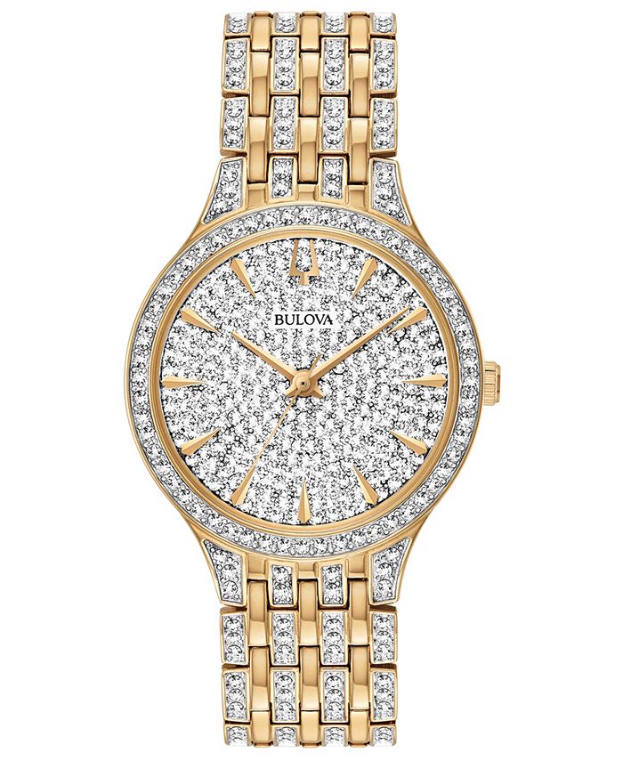 Bulova - Women's Phantom Gold-Tone Crystal-Accent Stainless Steel Bracelet Watch 32mm