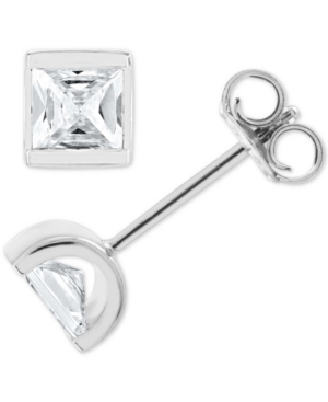 Diamond Princess Stud Earrings (1 ct tw) in 14k White Gold