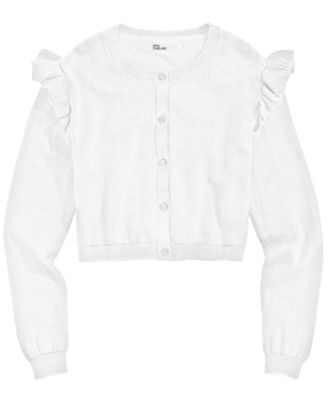 Epic Threads Big Girls Ruffle Shoulder Cropped Cardigan, Created for Macy's