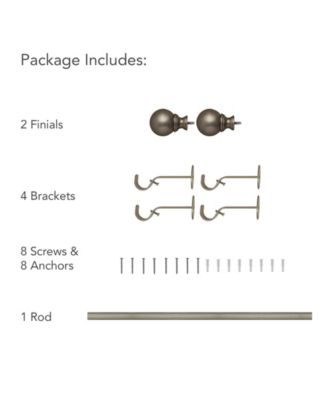 Cordelia 1" Diameter Adjustable Curtain Rod Set with Globe Ball Finials