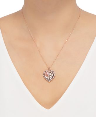 Mother of Pearl (16mm) Rose Cameo 18" Necklace in 18k Rose Gold over Sterling Silver