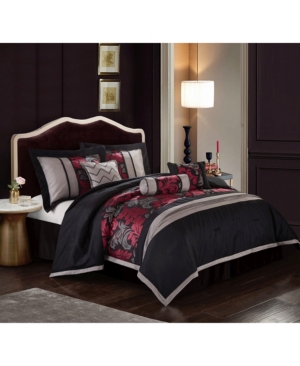 Nanshing Lincoln 7-piece Comforter Set, Black, Full