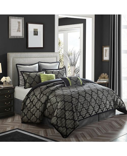 Nanshing Alhambra 8 Piece Comforter Set Silver Gray Queen