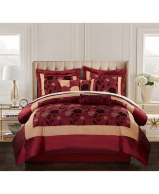 Angela 7-Piece Comforter Set, Red, King - Macy's
