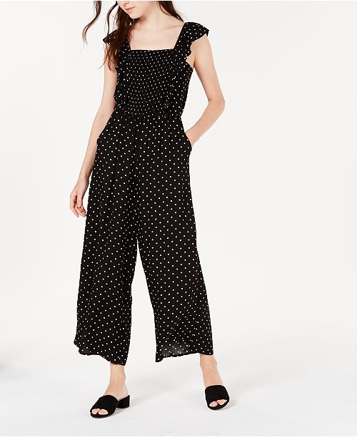 American Rag Juniors Smocked Polka Dot Jumpsuit Created For