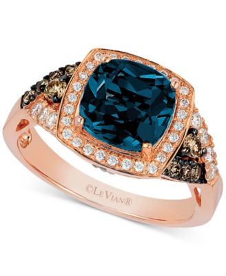 le vian blue topaz and chocolate diamond ring