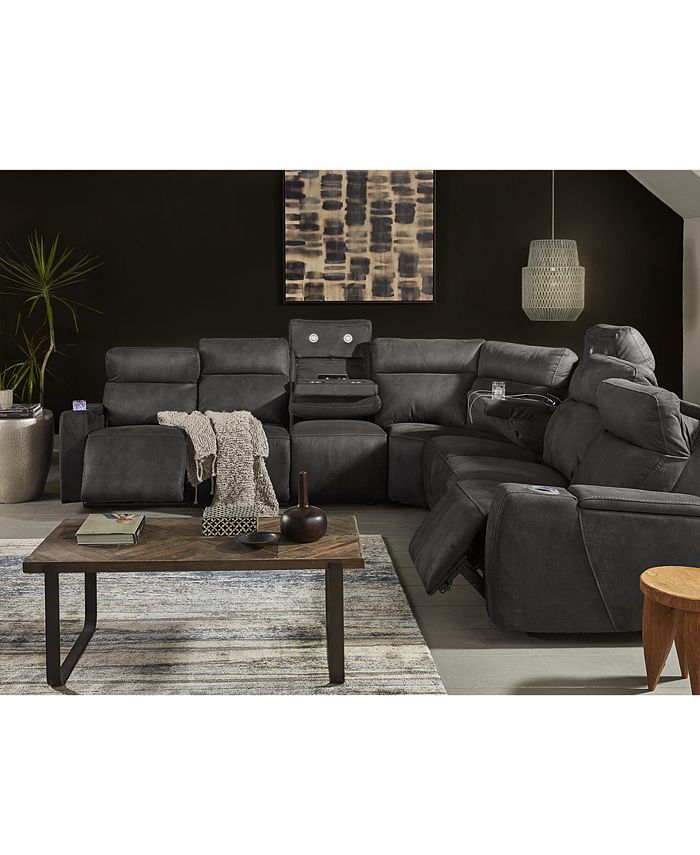 Furniture Oaklyn Fabric Leather, Macy S Oaklyn 84 Leather Sofa With Power Recliners