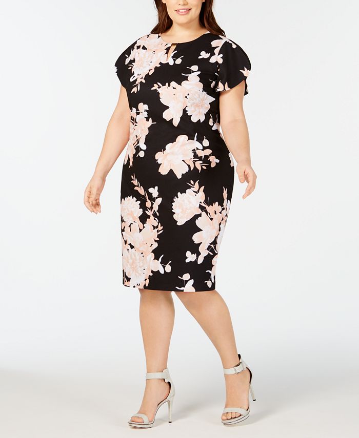 Calvin Klein Plus Size Floral-Print Sheath Dress - Macy's