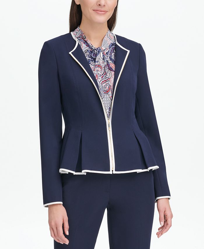 Tommy Hilfiger Piping-Trim Peplum Jacket, Created for Macy's - Macy's