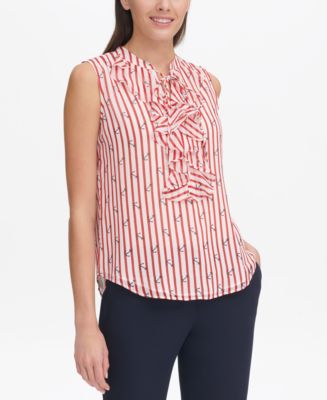 tommy hilfiger ruffled tie neck blouse