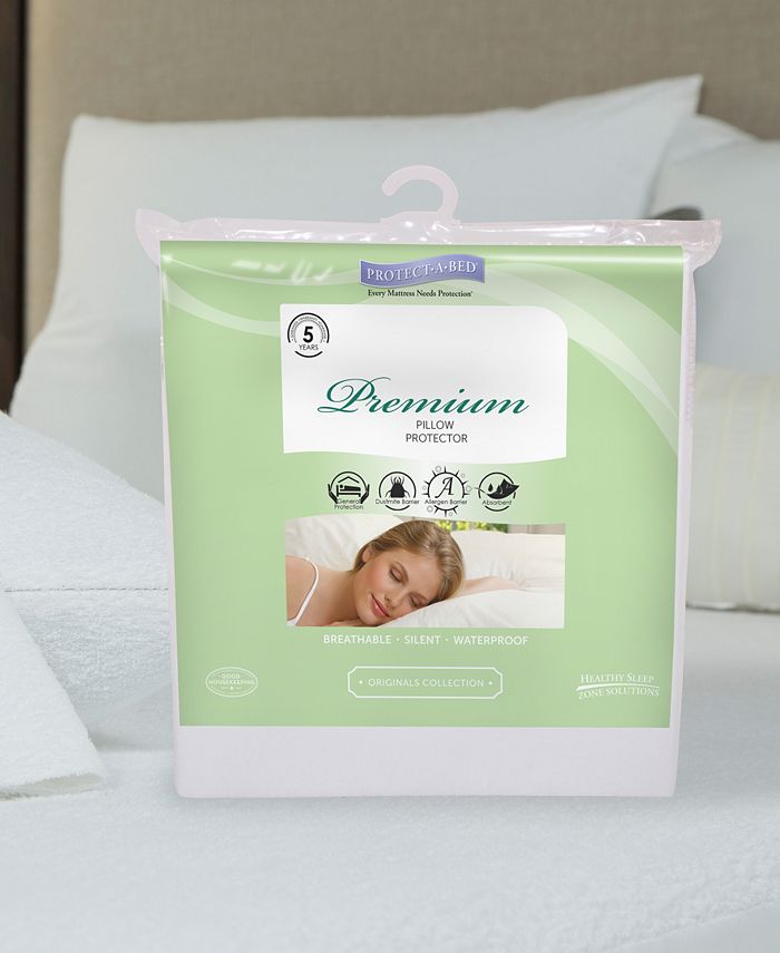 Protect-A-Bed Standard Premium Cotton Terry Waterproof Pillow Protector ...