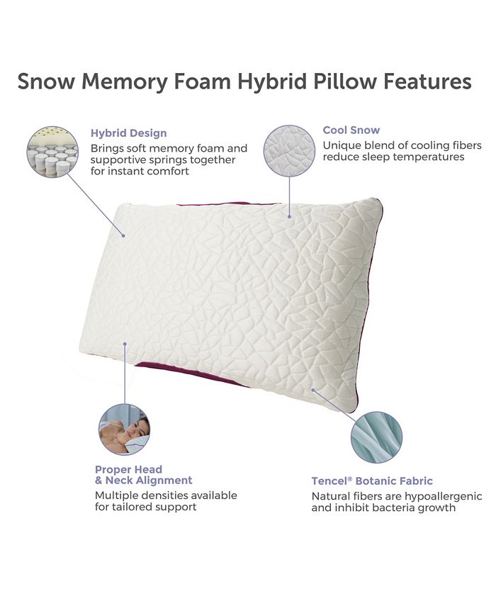 ProtectABed Queen ThermASleep Snow Memory Foam Hybrid Soft Pillow