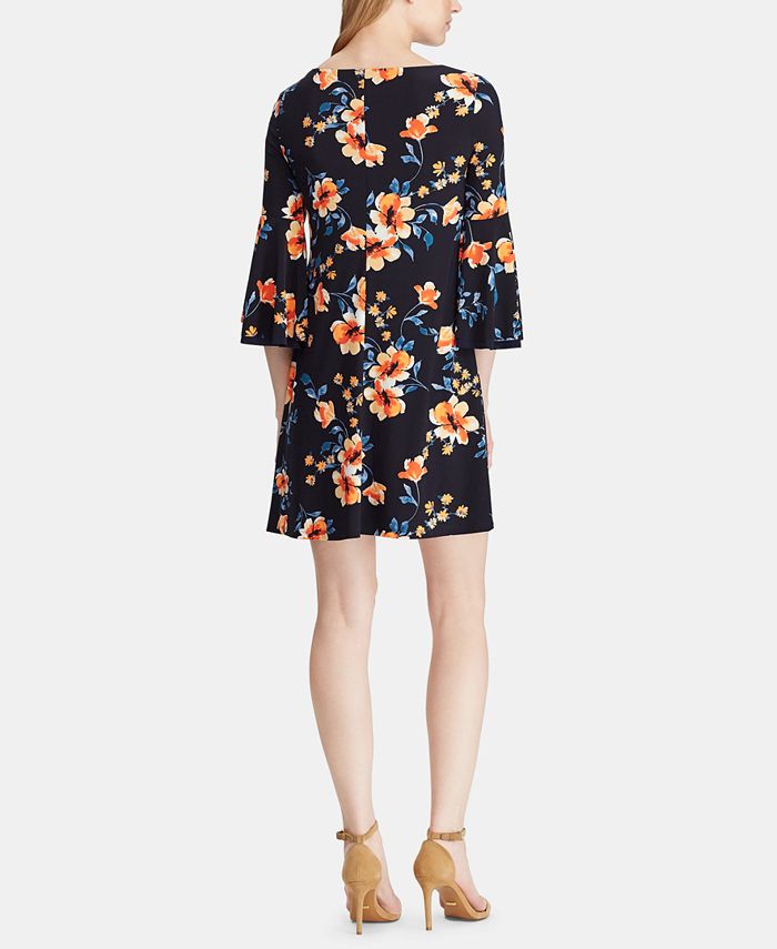 Lauren Ralph Lauren Petite Floral-Print Bell-Sleeve Dress - Macy's