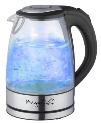 MegaChef 1.7L Glass Electric Tea Kettle - Sliver