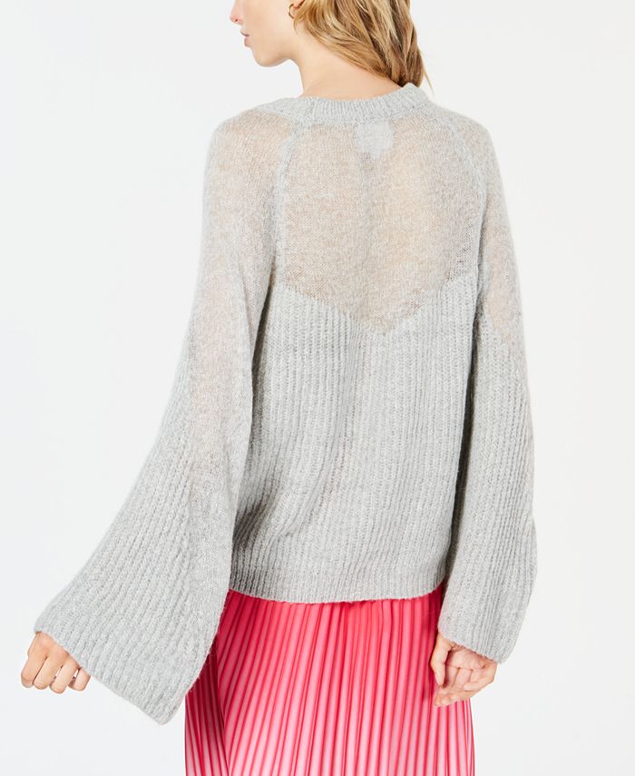 Line & Dot Heavenly Bell-Sleeve Mixed-Knit Sweater - Macy's