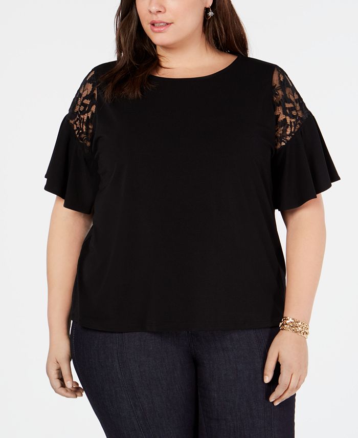 Macy's black lace new arrivals top