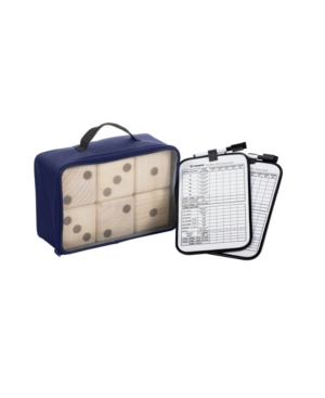 Triumph Big Roller 6 Large Wooden Lawn Dice Set for Outdoor Use with Included Dry-Erase Scorecards, Markers, and Carry Bag