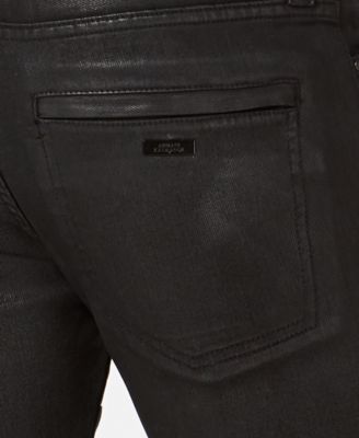 A|X Armani Exchange Armani Exchange Mens Coated Slim-Fit Moto Jeans