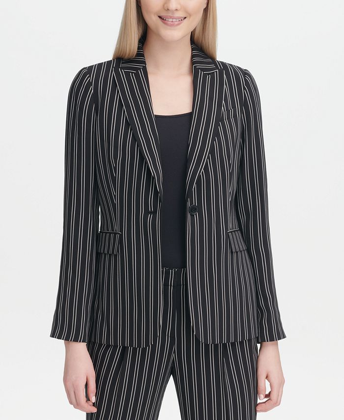 Calvin Klein Striped Blazer - Macy's