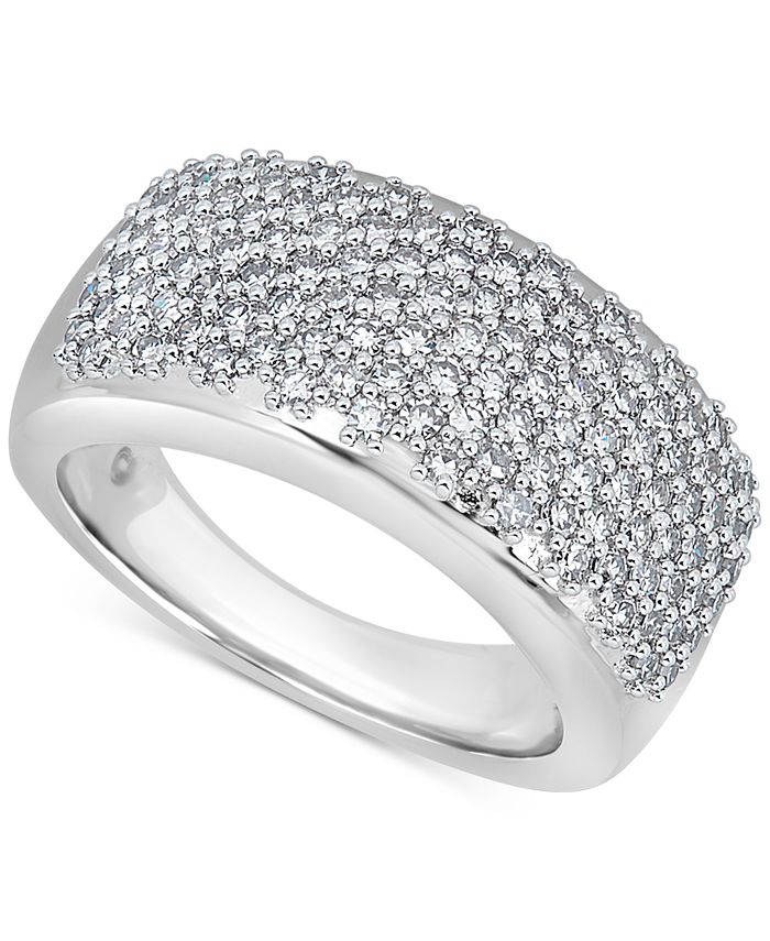 Macy's Diamond (1 ct. t.w.) Wave Band in 14k White Gold & Reviews ...
