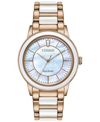 Citizen - Women's Chandler Rose Gold-Tone Stainless Steel & White Ceramic Bracelet Watch 36mm
