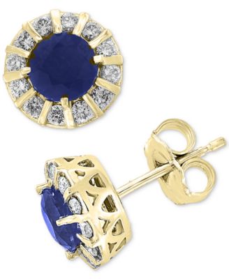 EFFY Collection - Sapphire (1-1/8 ct. t.w.) & Diamond (1/3 ct. t.w.) Stud Earrings in 14k White Gold (Also available in Ruby, Emerald & Tanzanite)