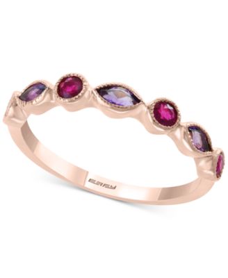 EFFY® Amethyst (1/4 ct. t.w.) and Ruby (1/4 ct. t.w.) Stackable Ring in 14k  Rose Gold (Also available in Citrine with Peridot in 14k Yellow Gold)