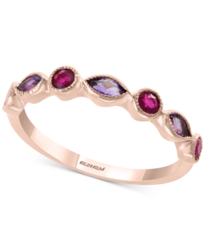 image of Effy Amethyst (1/4 ct. t.w.) and Ruby (1/4 ct. t.w.) Stackable Ring in 14k Rose Gold (Also available in Citrine with Peridot in 14k Yellow Gold)