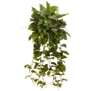 Nearly Natural 36" Mixed Greens Hanging Artificial Plant, Set Of 2