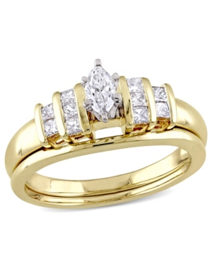 Certified Diamond (1/2 ct tw) Marquise and Princess-Shape Bridal Set in 14k Yellow Gold