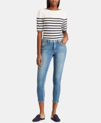 Lauren Ralph Lauren Petite Striped Boat Neck Top - Macy's