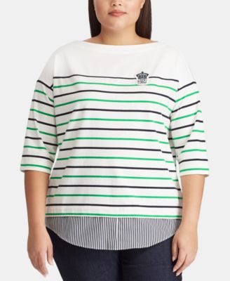 Lauren Ralph Lauren - Plus Size Striped Cotton Top
