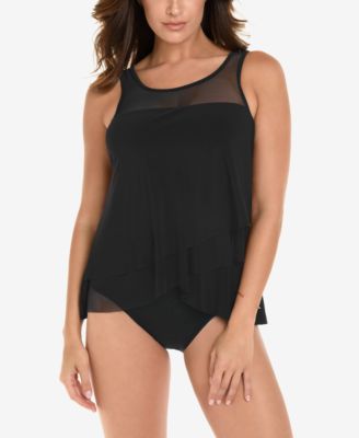 Shop Miraclesuit Draped Illusionist Swim Tankini High Waist Tummy Control Bikini Bottoms Women's Swimsuit In Midnight