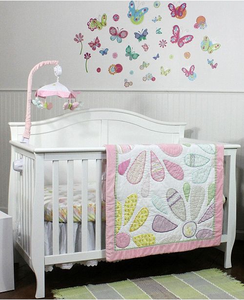 3 Stories Trading Nurture Butterflies And Daisies 3 Piece Bedding Set Reviews Kids Macy S