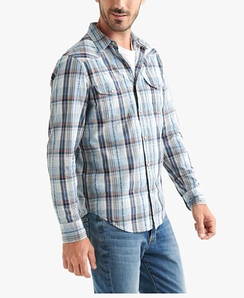 Lucky Brand Men's Regular-Fit Western Plaid Shirt - Macy's