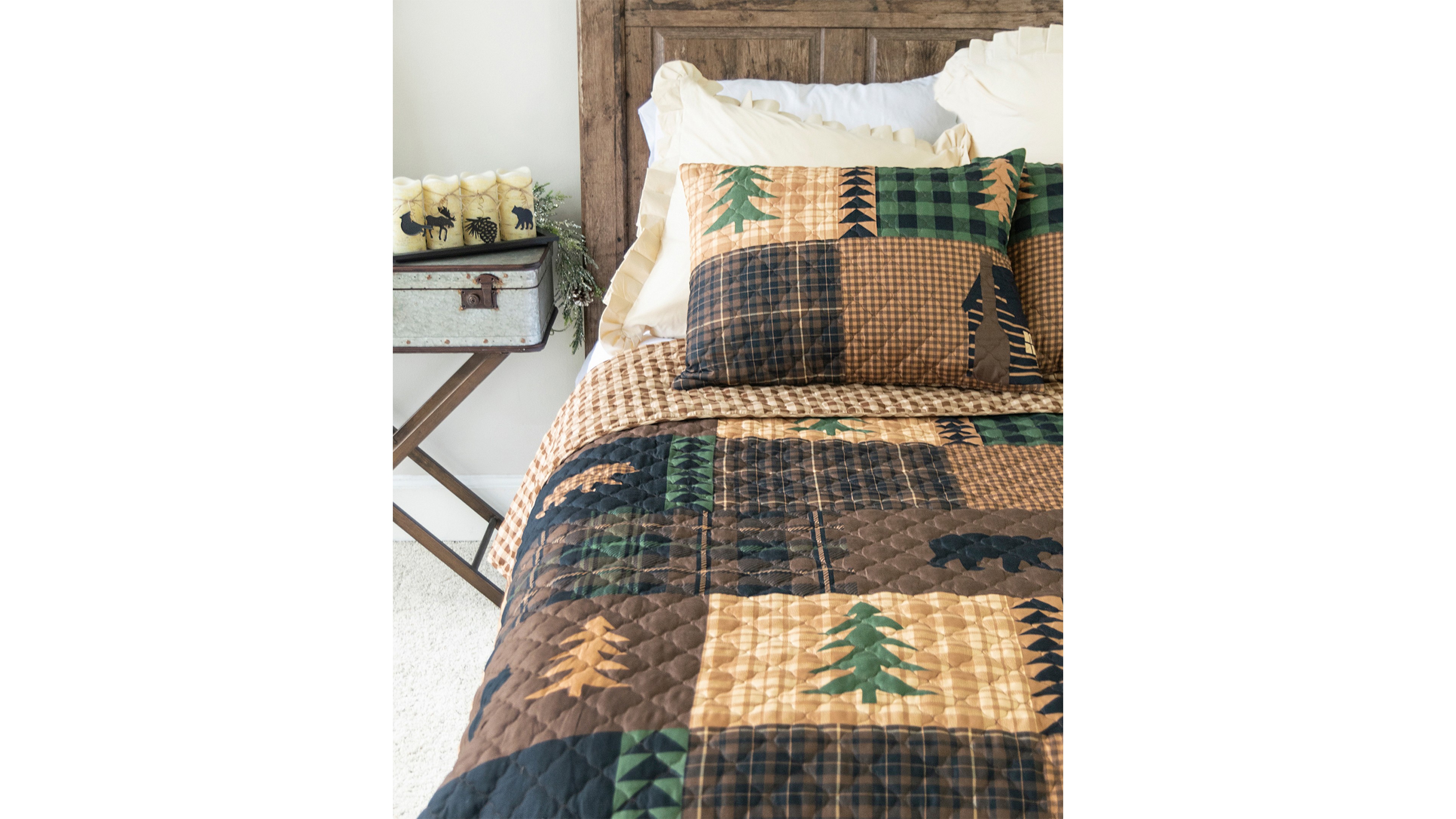 American Heritage Brown Bear Cabin 3-Pc. Quilt Set, King