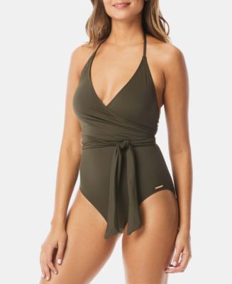 Vince Camuto One Shoulder Wrap Tie One Piece Swimsuit