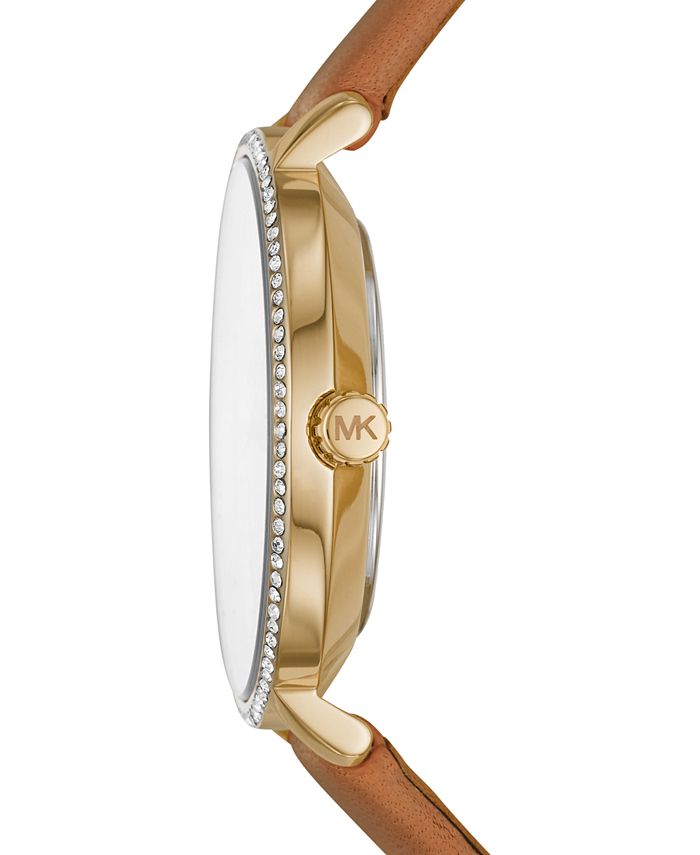 Michael Kors Women's Mini Pyper Luggage Leather Strap Watch 32mm Macy's