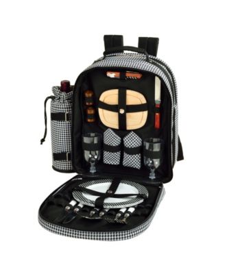 Deluxe 4 Person Picnic Backpack Cooler with Insulated Wine Pouch